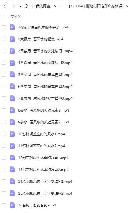 张赟慧阳宅形峦必修课风水教学视频完整版16课 百度云-优选易学
