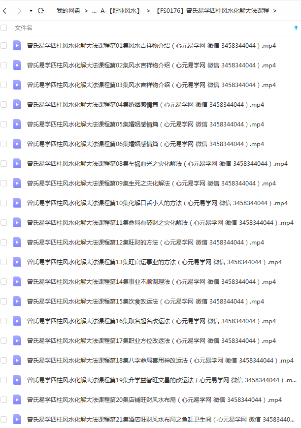 曾老师四柱风水化解大法课程高清录像视频64集15个小时 夸克网盘下载-优选易学