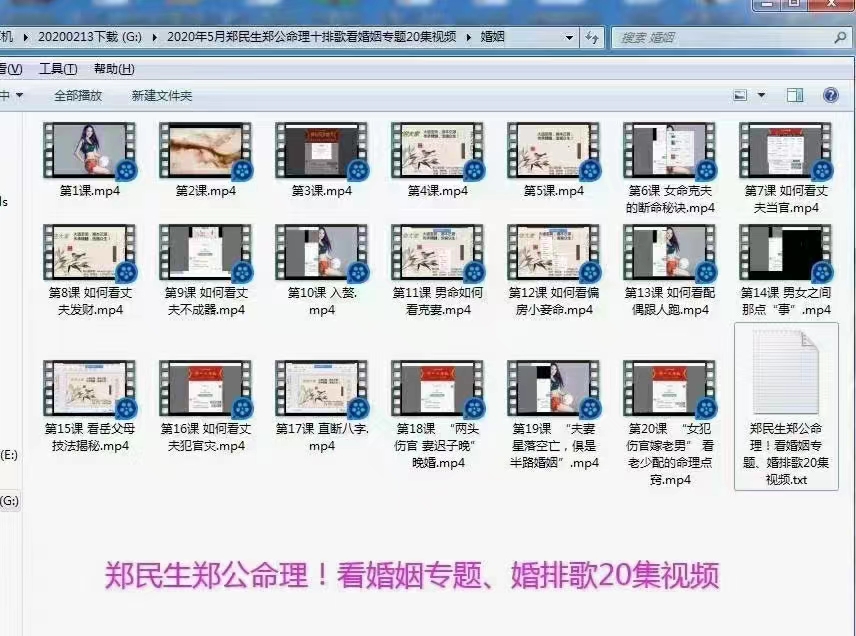 郑民生郑公命理 看婚姻专题、婚排歌20集视频-优选易学