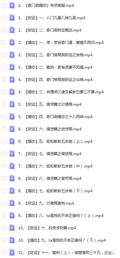 晓星阳盘奇门遁甲《奇门测求财和婚恋》视频29集-优选易学