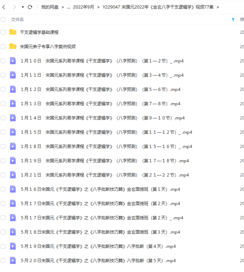 宋国元2022年《金玄八字干支逻辑学》视频77集60小时 高清视频 百度云下载！-优选易学