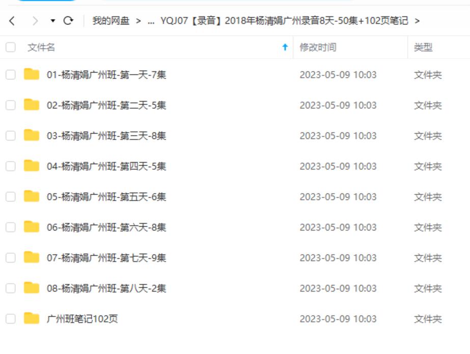 2018年杨清娟广州录音8天-50集 102页笔记-优选易学